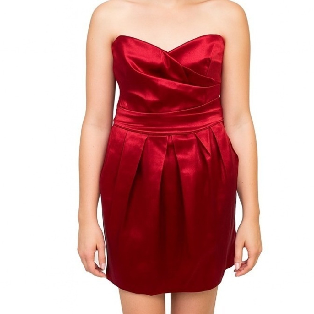 Teeze Me Red Strapless Dress HOCO Size 3 Party Cocktail Mini Dress with Pockets
